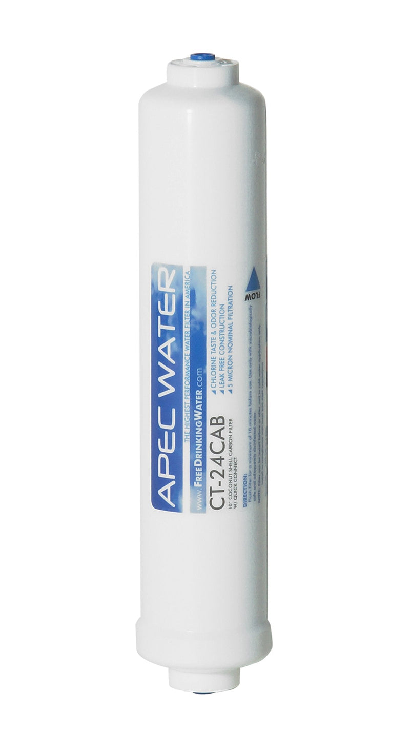 APEC Water Systems ULTIMATE Inline Carbon Pre-filter 10", with 1/4" Quick-Connector (CT-24CAB) 1 Count (Pack of 1)