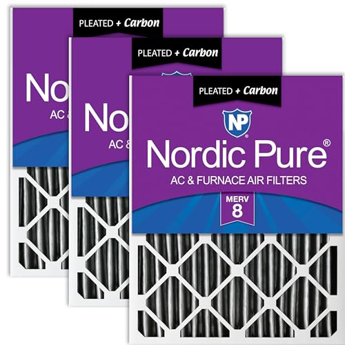 Nordic Pure 18x24x2 Pleated MERV 8 Plus Carbon Air Filters 3 Pack MERV 8 + Carbon