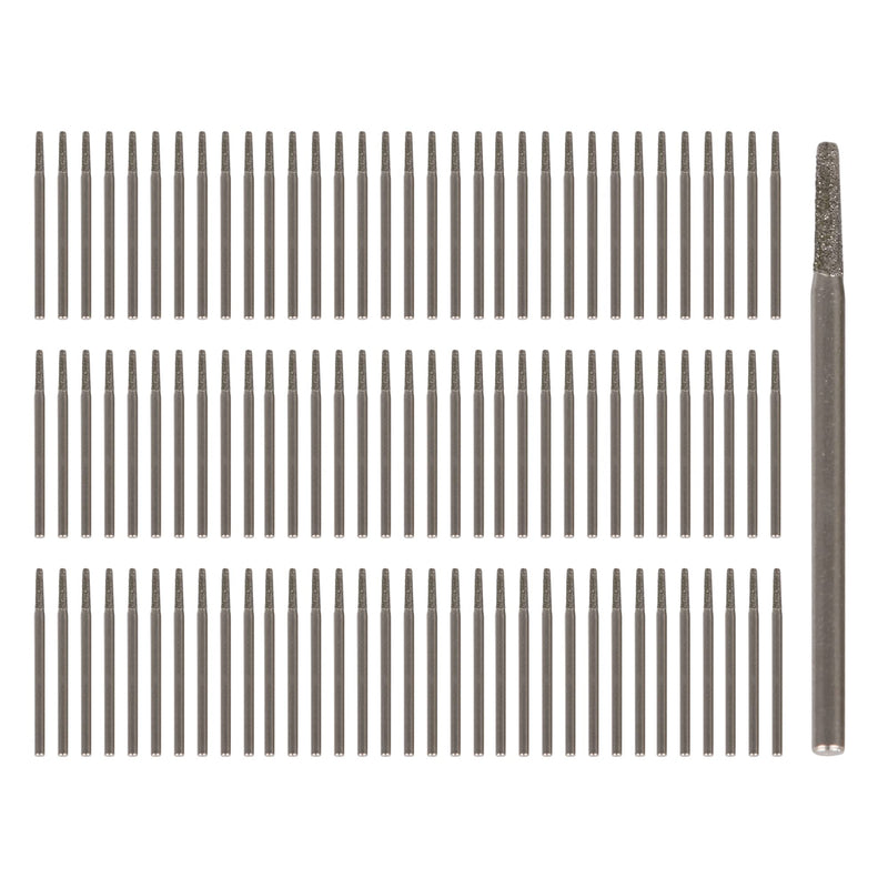 1.5mm Silver Diamond Burrs Drill Bits Hole Tools for Jewelry Shell Pack of 100