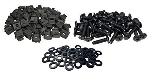 RackGold® Black M5 Cage Nut & Screws w/Washers 50-Pack - USA Made