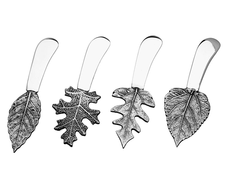 Godinger Butter Spreader, Cheese Spreader, Butter Knives Leaf Handle, Set of 4