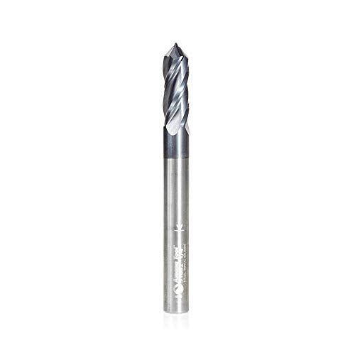 Amana Tool CNC ‘V’ Spiral Drills Router Bit, 90 Degree End Mill, AlTiN Coating, 51692, 4-Flute x 1/4 Dia x 1/8 x 1/4 Shank x 2-1/2 Inch Long 1/4 D x 3/4 CH x 1/4 SHK