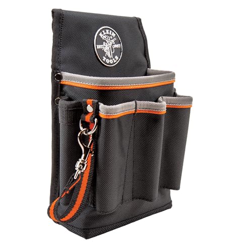 Klein Tools 5241 Tool Pouch, Tradesman Pro Tool Pouch with Electrical Tape Thong and Heavy Duty Reinforced Bottoms, 6-Pocket 6-Pocket Pouch