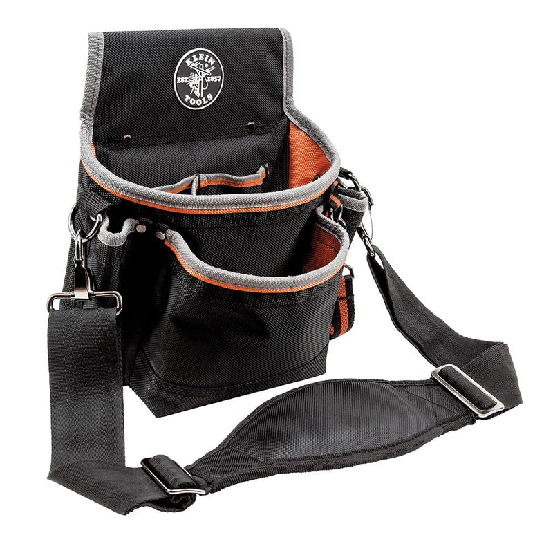 Klein Tools 5243 Tradesman Pro Tool Pouch with Padded Shoulder Strap, Reinforced Bottoms and Electrical Tape Thong, 15-Pocket 15-Pocket Pouch