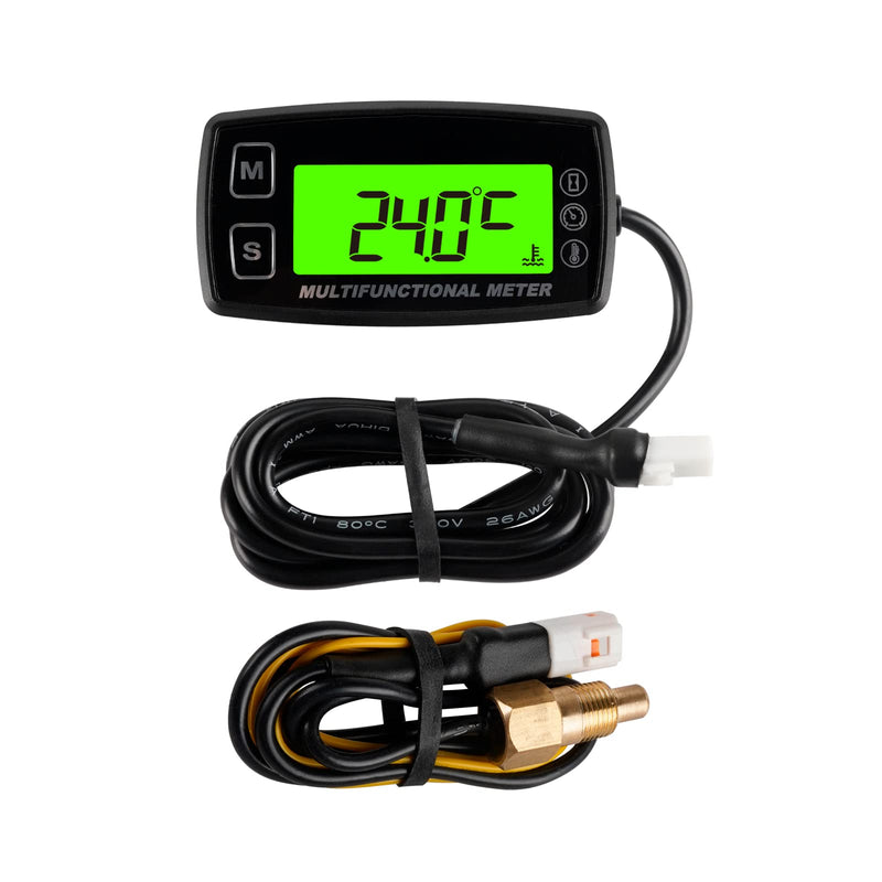 Runleader Digital Oil Water Temperature Gauge,Real-time RPM Display,Alert Temperature&RPM,Working Hours Tracking for Lawn Mower Generator Dirtbike Paramotor Outboard Motor Scooter Compressor.