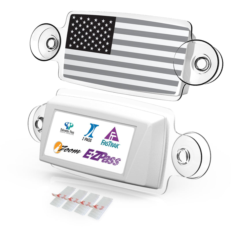 EZ Pass Holder/Toll Pass Holder for Most US States/Toll Pass Windshield Mount/Easy to Install and Remove/with 4pcs Toll Pass Mounting Strips/UV-Protective (Black US Flag) BLACK US FLAG