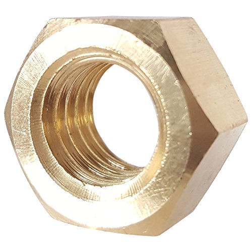 1/2-13 Full Finished Hex Nuts, Solid Brass, Grade 360, Plain Finish, Quantity 10 1/2-13 (10 Pack)