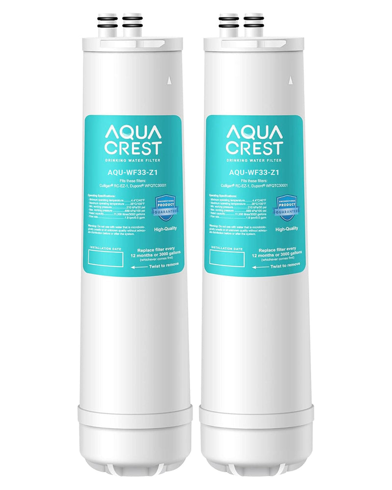 AQUA CREST RC EZ 1 Water Filter, Replacement for DuPont® Carbon 3000QT Filter, Culligan® RC-EZ-1, DuPont® WFQTC30001, WFQTC70001, Brita® USF-201, USF-202, 3K Gallons, 2 Pack