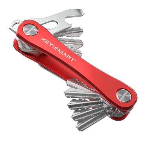 KeySmart Rugged Keychain Multitool Key Holder, Up to 14 Keys Red 1 Pack