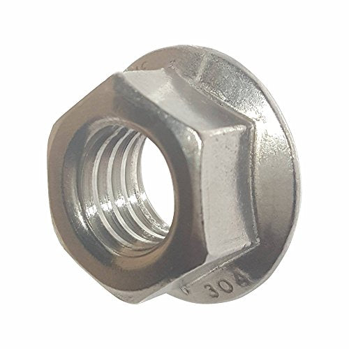 Fastenere Serrated Flange Nuts – #10-24 (100-Pack), Durable Stainless Steel 18-8 Hex Lock Hardware Nuts, Corrosion-Resistant, Coarse Plain Finish for Home, Automotive & Industrial Use 10-24 (100 Pack)