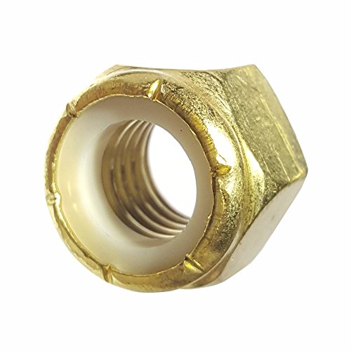 Fastenere Nylon Insert Hex Lock Nuts #10-24 Solid Brass Alloy Steel Grade 360, Plain Finish, Corrosion-Resistant, Durable Hardware Nuts for Secure Fastening, Locking Nut, (50-Pack) 10-24 (50 Pack)