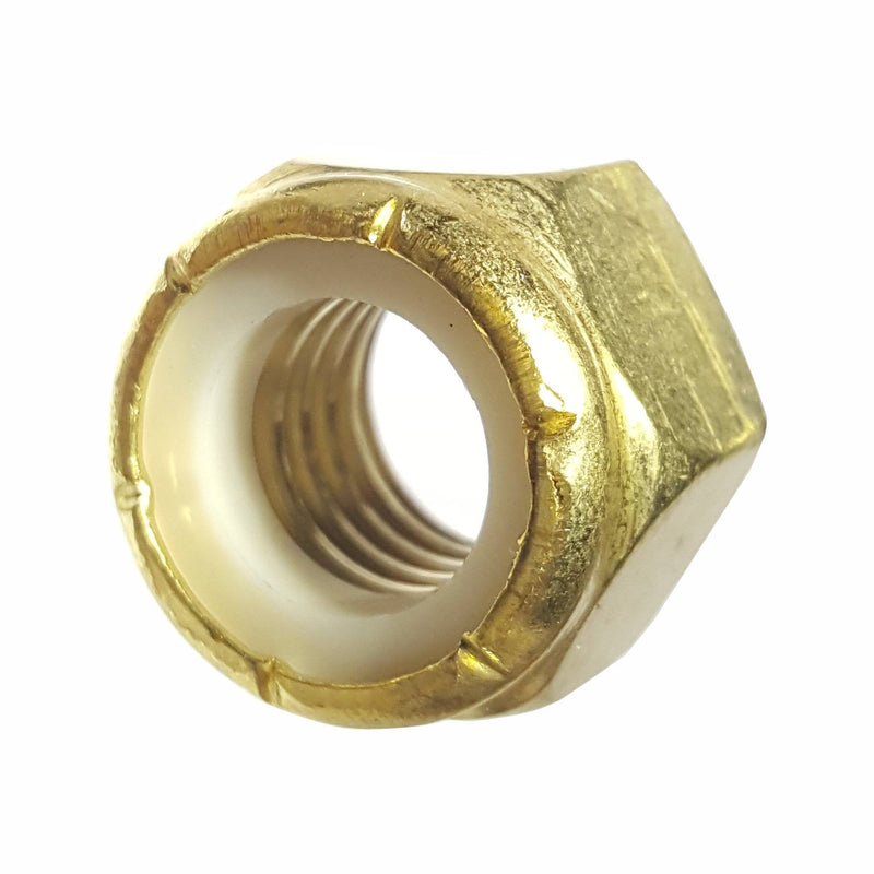 Fastenere Nylon Insert Hex Lock Nuts 3/8"-16 Solid Brass Alloy Steel Grade 360, Plain Finish, Corrosion-Resistant, Durable Hardware Nuts for Secure Fastening, Locking Nut, (25-Pack) 3/8-16 (25 Pack)