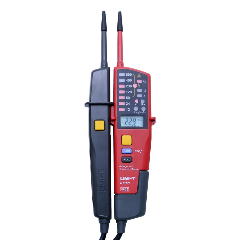 UNI-T UT18C Waterproof Voltage Tester Professional 12V~690V Voltage and Continuity Tester Multifunction Digital Electrical Voltage Meter AC/DC Automatic Range LCD Display