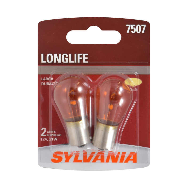 SYLVANIA - 7507 Long Life Miniature - Bulb, Ideal for Turn Signal Applications (Contains 2 Bulbs)