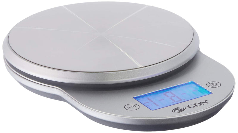 CDN ProAccurate® Digital Kitchen Scale 11 lb. Capacity, Backlit Easy-to-Read Display, Stainless Steel - Perfect for Precise Food Weighing, Baking, and Meal Prep (SD1104-S) Silver
