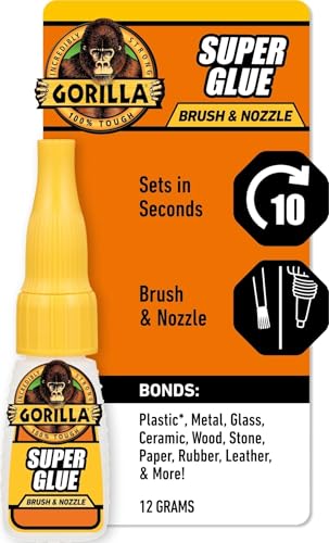 Gorilla Super Glue, Brush and Nozzle Two-Way Applicator, Clear, 12 g 1 - Pack