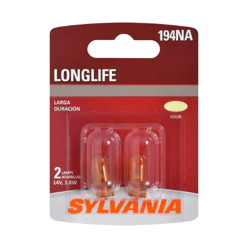 SYLVANIA - 194NA Long Life Miniature - Amber Bulb, Ideal for Parking, Side Marker and More (Contains 2 Bulbs)