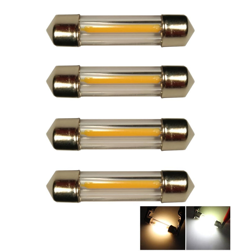 4 PCS LED Car Festoon Dome Interior Light 31MM 36MM 39MM 41MM COB Filament Reading Map Door Bulbs,Refrigerator Light Bulbs, RV Fridge Light Bulbs(White, 41MM) White