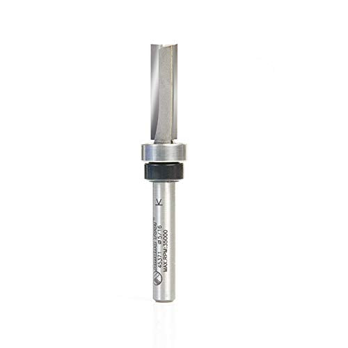 Amana Tool 45371 Carbide Tipped Flush Trim Plunge Template 5/16 D x 1 CH x 1/4 Inch SHK w/Oversized Upper Ball Bearing Router Bit 5/16 Dia x 1 4" Shank
