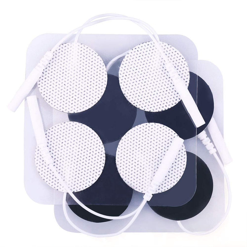 LotFancy TENS Unit Electrode Pads, 40PCS Round Electrodes Pads, 1.25" Reusable TENS Pads for EMS Muscle Stimulator, with 2.0 mm Pigtail Connectors 40 Count (Pack of 1)