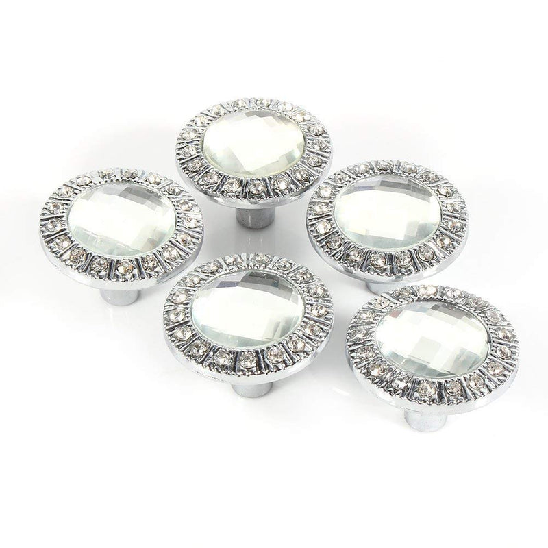 Yosoo 10pcs 30mm Clear Crystal Door Knobs Wardrobe Doorknob Cabinet Knob Drawer Pull Handle (Silver)