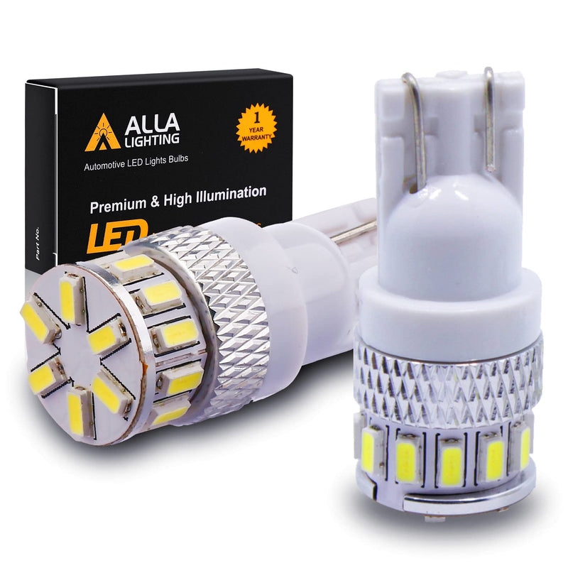 Alla Lighting T10 Wedge 194 168 2825 W5W LED Bulbs, 6000K White License, Reverse, Trunk, Marker, Parking, Door, Map, Dome Lights Lamps, 360° Light 4014 18-SMD Super Bright 558 161 175