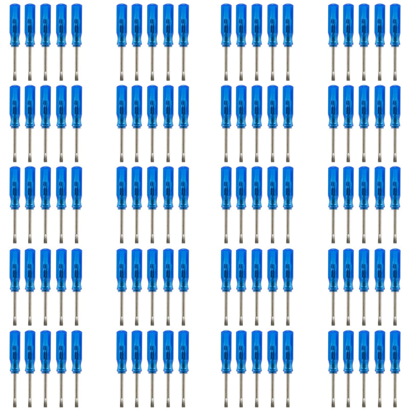 100pcs 45mm x 2mm 2.0mm Mini Size Slotted Word Flat Screwdrivers Eyeglass Cellphone HDD Camera Laptop Repair Tool 2.0mm - (Slotted) Blue