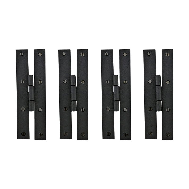 Renovators Supply Manufacturing H Cabinet Hinges 7 in. Black Wrought Iron Kitchen Cabinet Hinge with Hardware Pack of 4