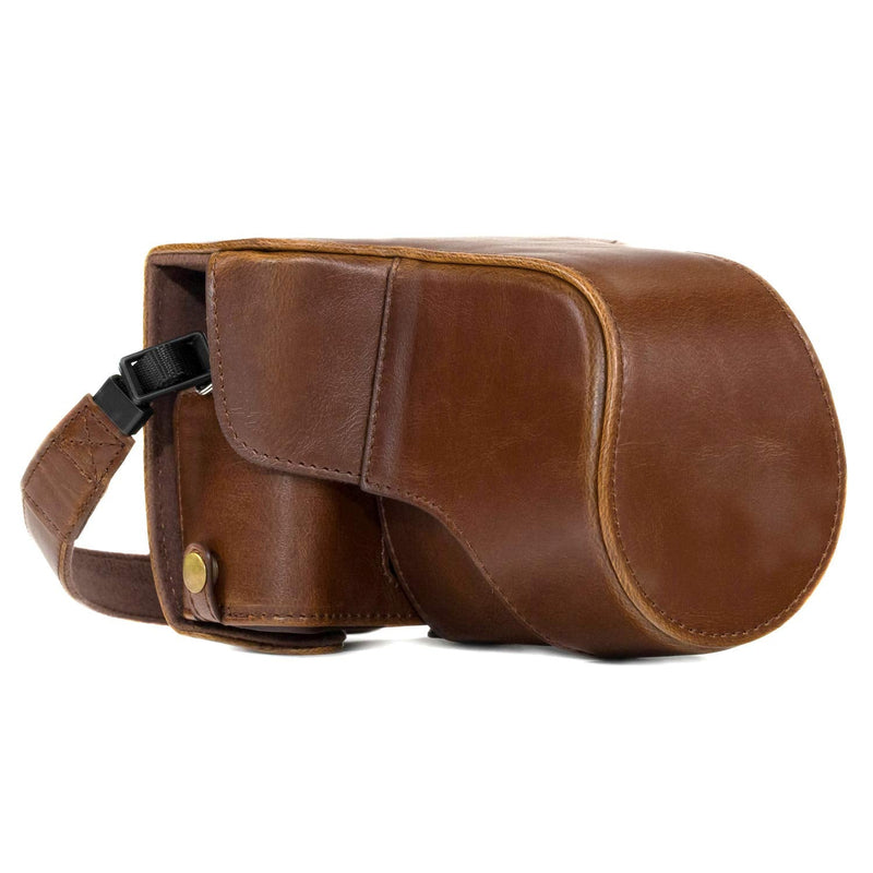 MegaGear MG982 Ever Ready Leather Camera Case and Strap for Fujifilm X-T30, X-T20, X-T10 (16-50mm / 18-55mm Lenses) - Dark Brown One size