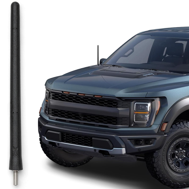 Short Rubber Antenna for Ford F-150 (2009-2026) - Bronco (2021-2026) USA Stainless Steel Threading, 6 3/4 Inch Truck Accessory, Car Wash Proof, Easy Installation, Enhanced Reception w/Copper Coil
