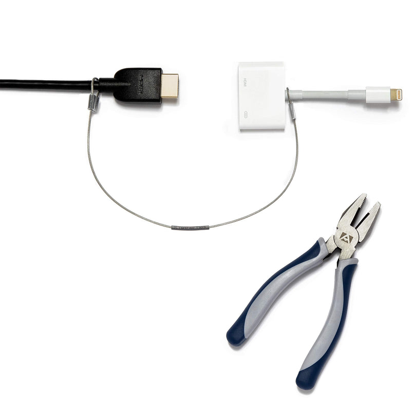 Patented Pre-Assembled Adapter Ties - Anti-Theft Cable Locks for Tools, Dongles, Tethers, Computer adapters. Steel Cable, Security Lock, Easy Installation with Free Crimping Tool Silver 30 Pack TetherTies Cable Tethers