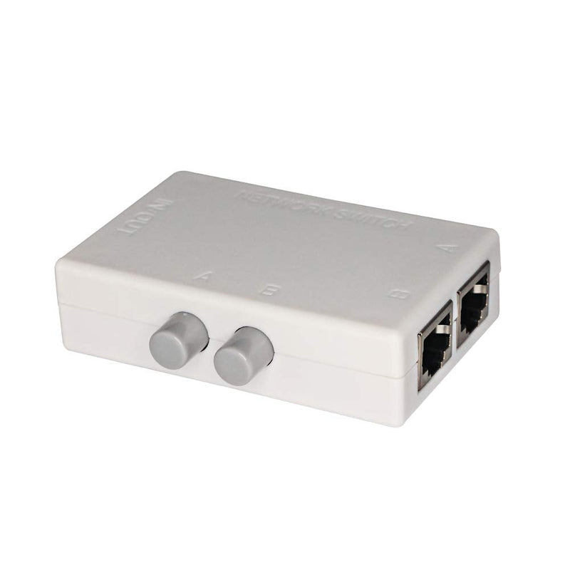 RJ45 Splitter Selector Switch, 2 Ports Network Switch Splitter Selector Hub 2-in 1-Out or 1-in 2-Out 100M t 2-Way RJ45 Ethernet Network SinLoon Push Button Metal Mini Switch Box
