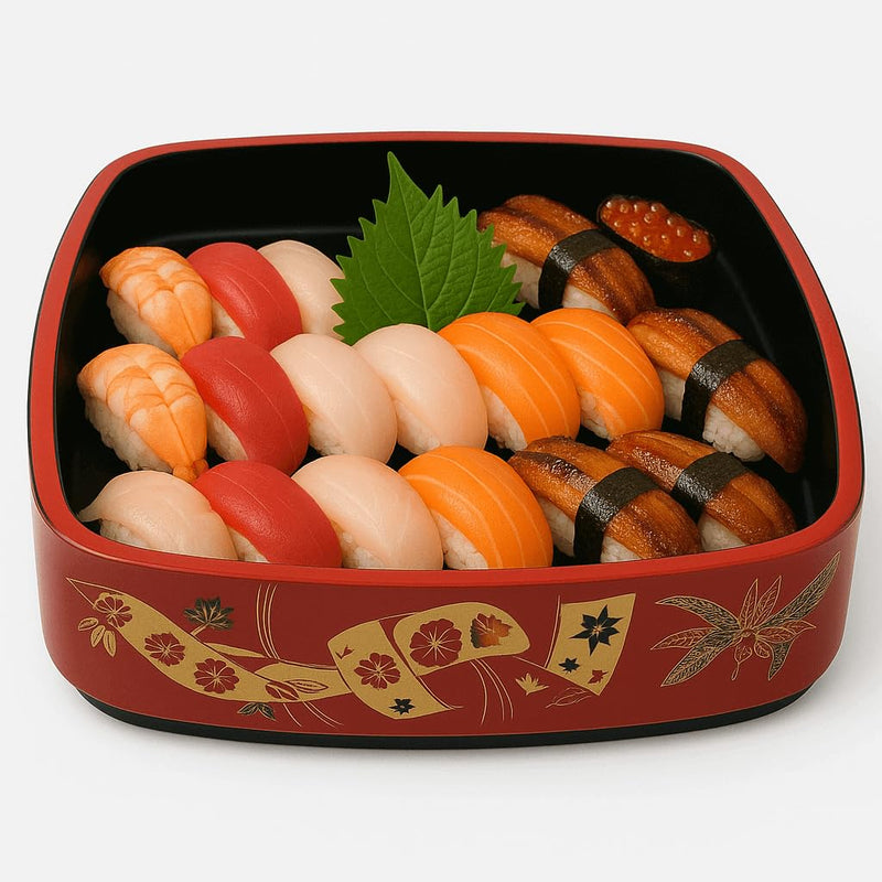 JapanBargain 4075, Lacquered Square Sushi Serving Tray Nashiji Gosho Style, Deluxe Japanese Sushi Party Platter for Sashimi and Sushi Presentation, Traditional Elegant Bento Tray, 11.5-inch