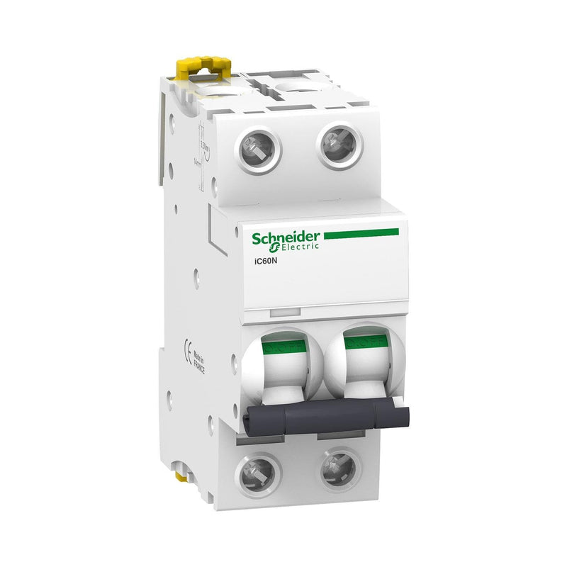 Schneider Electric A9F74220 IC60N Circuit Breaker, Acti9, 2P, 20A, Curvature C, 50/60 Hz, White