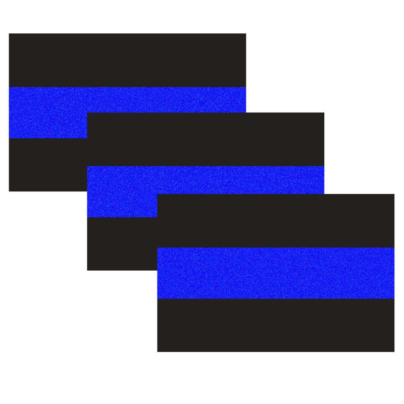 3 Pack Reflective Police Thin Blue Line Bumper Decal Stickers 4" x 2.6" | Compatible with Cars & Trucks, Honoring Police Law Enforcement Vinyl Window Laptop Tape