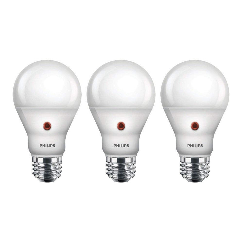 Philips LED Dusk-To-Dawn Outdoor A19 Light Bulb, Flicker-Free, 800 Lumen, Soft White Light (2700K), 8W=60W, E26 Base, 3-Pack 3 Count (Pack of 1)