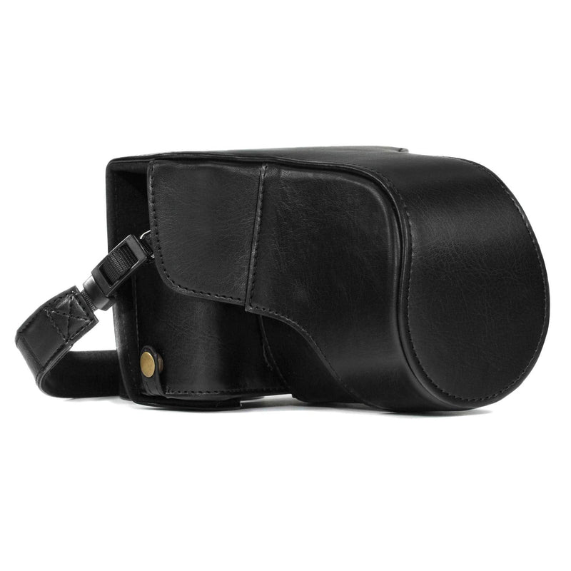 MegaGear MG981 Ever Ready Leather Camera Case and Strap for Fujifilm X-T30, X-T20, X-T10 (16-50mm / 18-55mm Lenses) - Black One Size