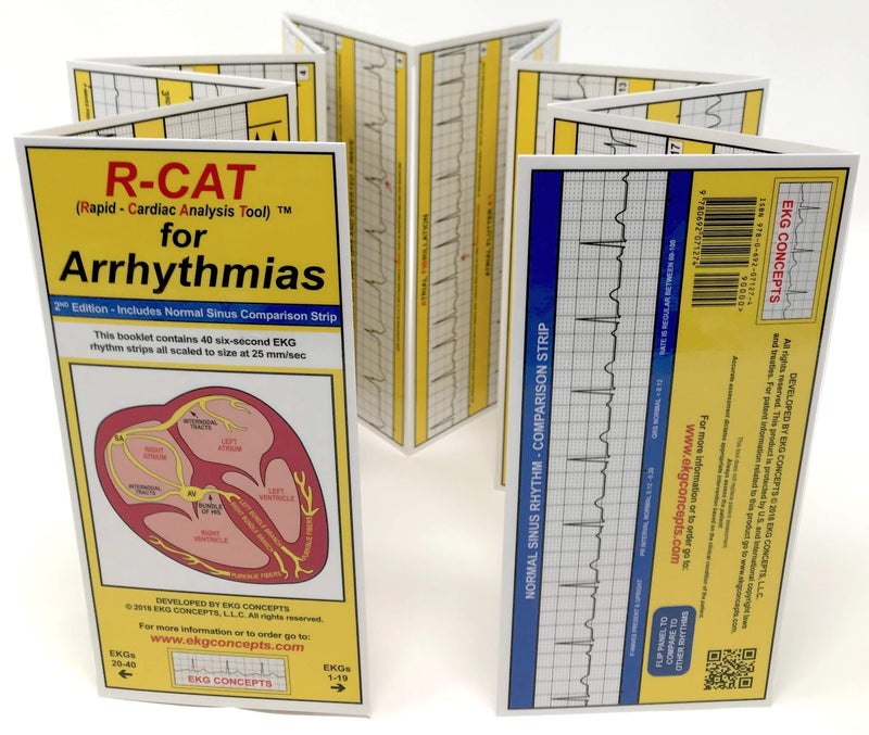 R-CAT for Arrhythmias EKG Pocket Reference Guide – Contains Literally Every EKG Rhythm Known - Great Study Booklet for EKG Interpretation - Cardiac Rhythm Interpretation Made Easy