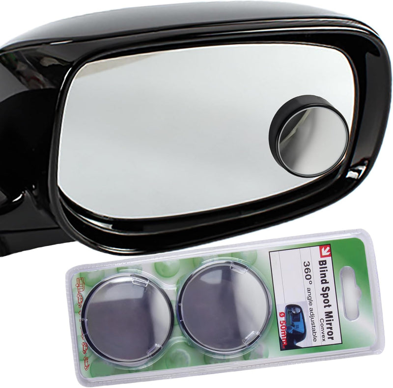 KEWAYO 2 Pack Automotive Blind Spot Mirrors, Small Round Convex Adjustable 360°Rotate Wide Angle Car Rear View Mirror for All Universal Vehicles Car Fit Stick-on Design