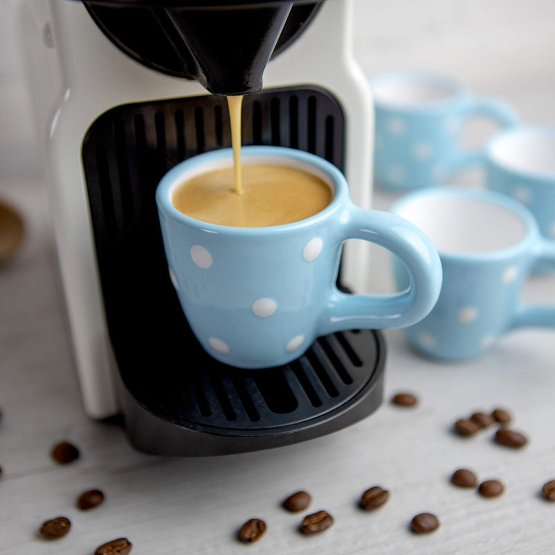 City to Cottage Ceramic Espresso Cups of 4, Small Expresso Shots, Demitasse, Perfect for Espresso Machine, Handcrafted Cups (Sky, Baby Blue Polka Dot)