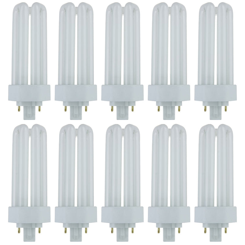 Sunlite PLT26/E/SP Compact Fluorescent Plug-in PLT 4-Pin Triple Tube, 26 Watts, 4-Pin GX24q3 Base, 1800 Lumens, 2700K Soft White, 10 Pack