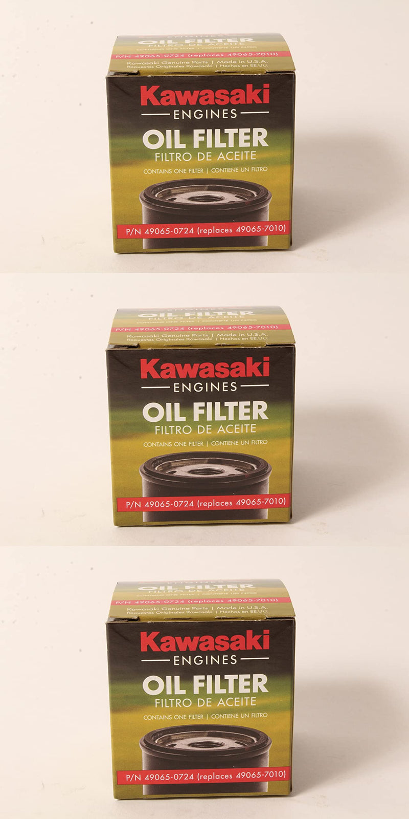 Kawasaki 3 Pack Genuine 49065-0724 49065-7010 AM107423 Oil Filter Made in The USA