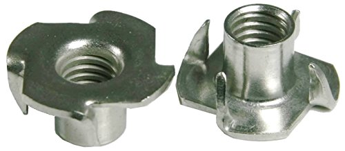 Desunia 1/4inches-20 T Nuts - 4 Prongs - Zinc Plated -for Cabinetry, Rock Climbing Walls, Woodworking, etc. - .25 Dia. - 100 pcs.