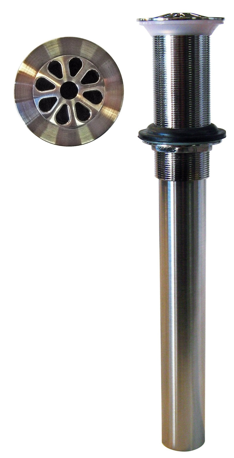 Westbrass R411A-1-07 Bathroom Sink Drain Assembly with Rapid Draining Crowned Grid Without Overflow Holes - Exposed, Satin Nickel