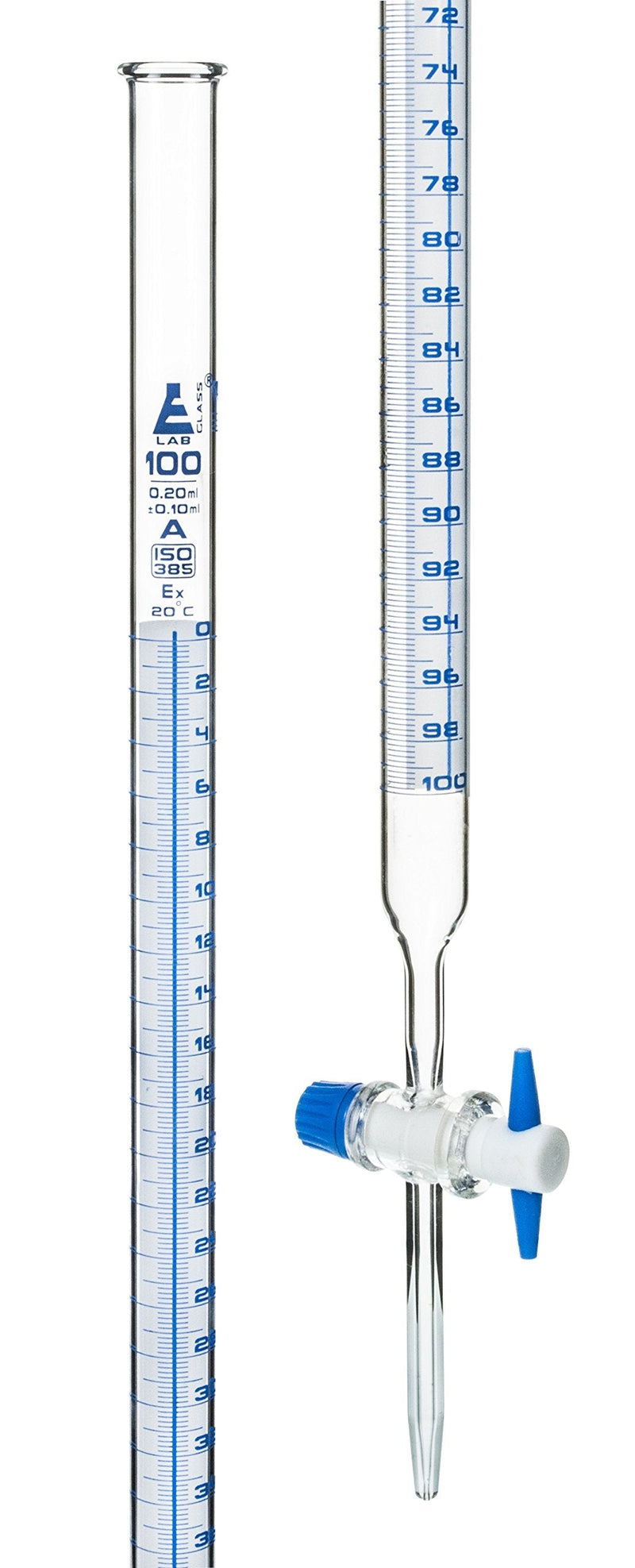 EISCO 100ml Schellbach Glass Burette - Class A - PTFE Stopcock