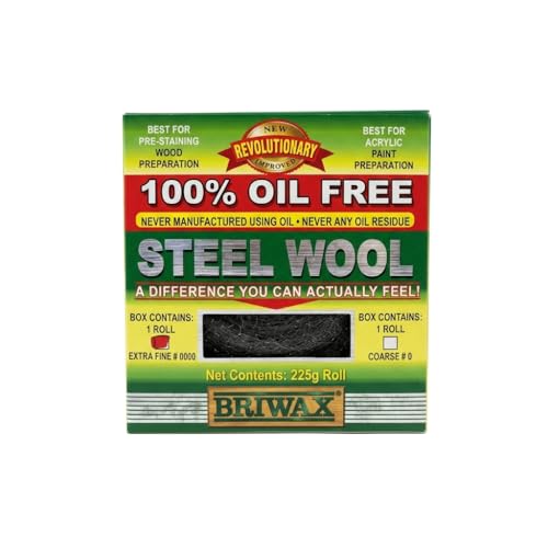 Briwax Steel Wool Grade 0000 Oil Free 225g 1/2lb Roll by Briwax