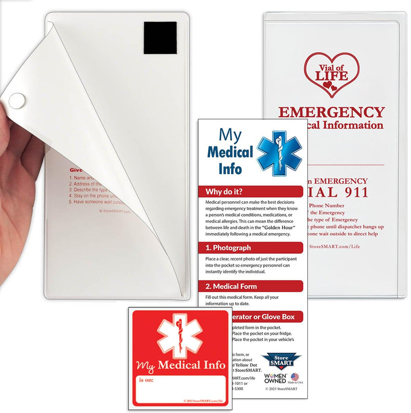 StoreSMART® - Vial of Life 5-Pack - Magnetic Easy Open - Magnetic Back - White - VOLMCP502MB-W-5