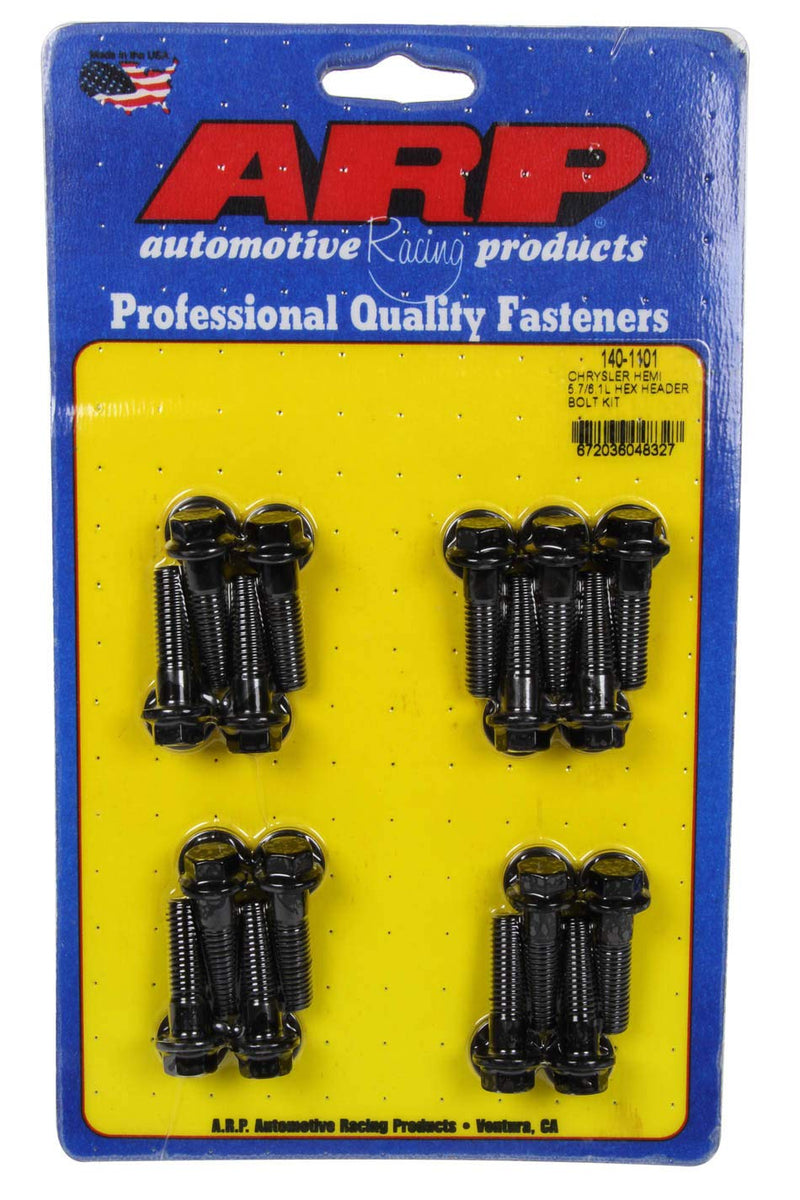 ARP Header Bolt, 8 mm x 1.25 Thread, 1.181 in Long, Hex Head, Washers Included, Chromoly, Black Oxide, compatible with Mopar Gen III Hemi, Set of 16