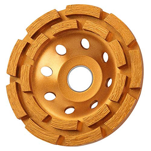 KSEIBI 644030 Diamond Concrete Grinding Wheel 4 1/2 inch for Polishing and Cleaning Stone Concrete Surface, Cement, Marble, Rock, Granite, and Thinset Removing, Angle Grinder Wheels Cup Double Segmented Row