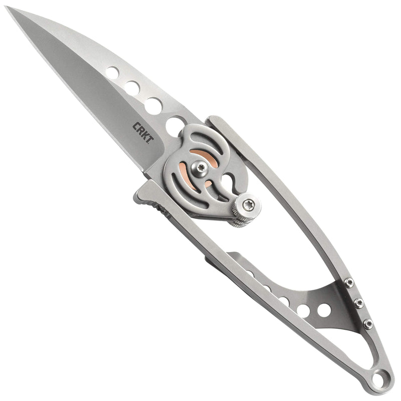 CRKT Snap Lock Everyday Carry EDC Pocket Folding Knife with Snap Lock: Stainless Steel Plain Edge Blade, Stainless Steel Handle, Pocket Clip, 5102N Gray